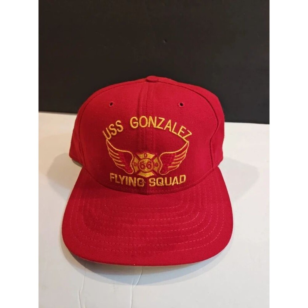 Vintage USS Gonzalez Flying Squad Red Snapback Cap | New Era